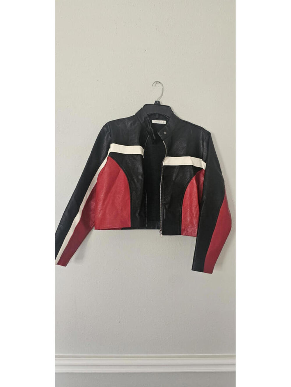 12th Tribe Leather Jacket XS Black White Red